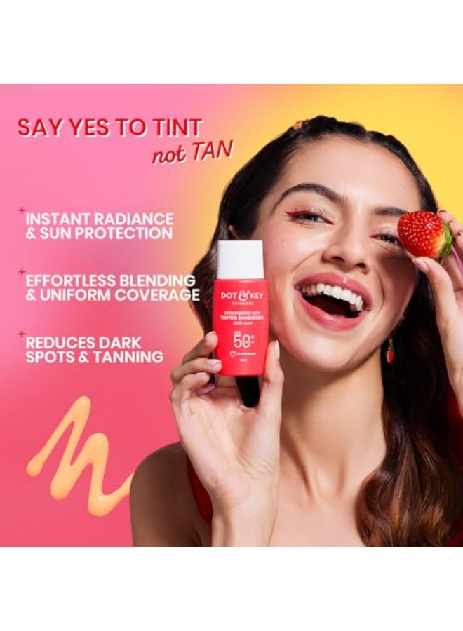 Dot & Key Strawberry Dew Tinted Sunscreen Combo SPF 50+ Pa++++ - 01 Porcelain & 02 Warm Ivory In- Vivo Tested | 50ml+50ml - Image 3